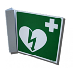 AED-pictogram op bord haaks 15x15cm